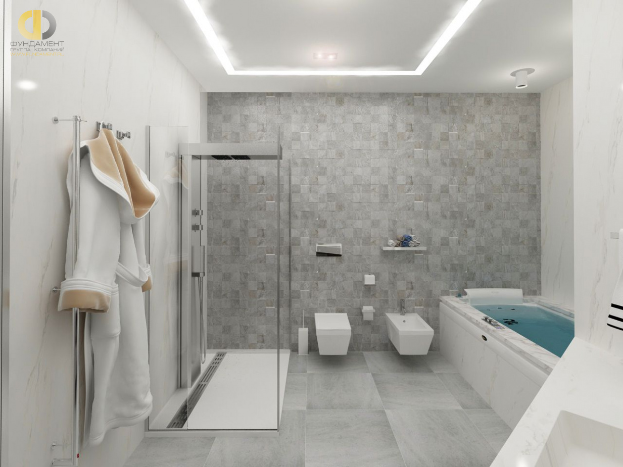 Дизайн интерьера ванной в 3-комнатной квартире 144 кв. м