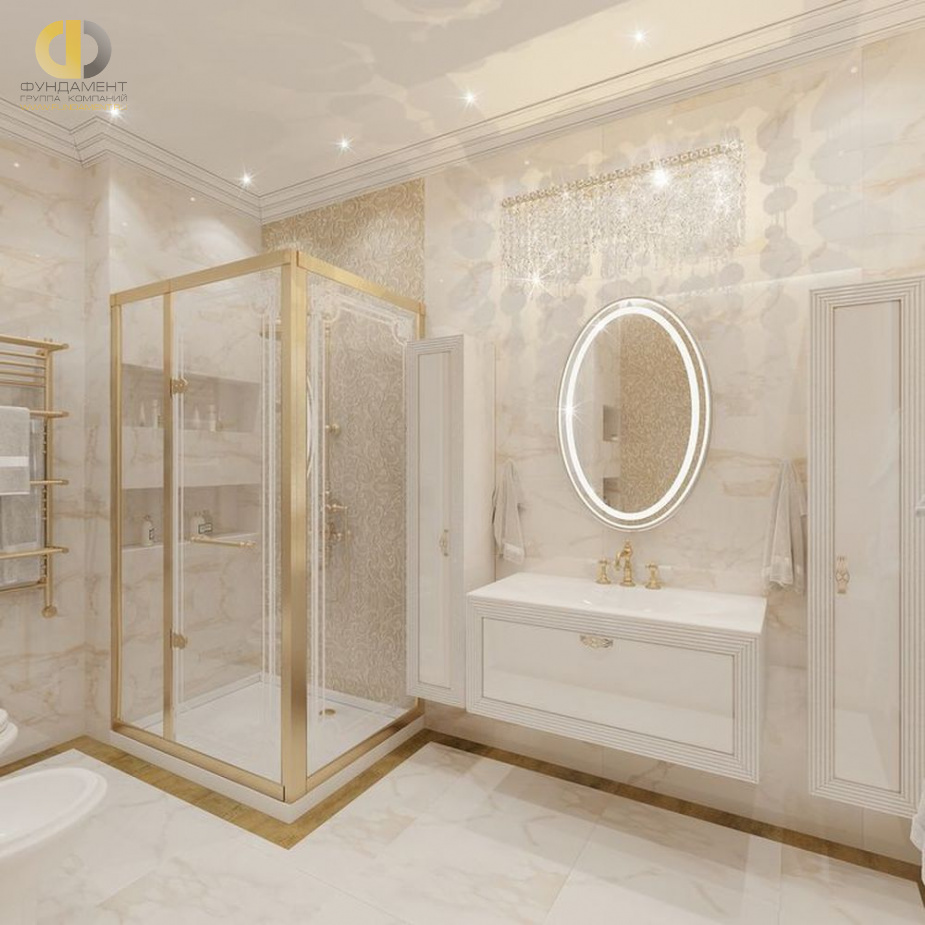 Дизайн интерьера ванной в четырёхкомнатной квартире 163 кв.м в классическом стиле6