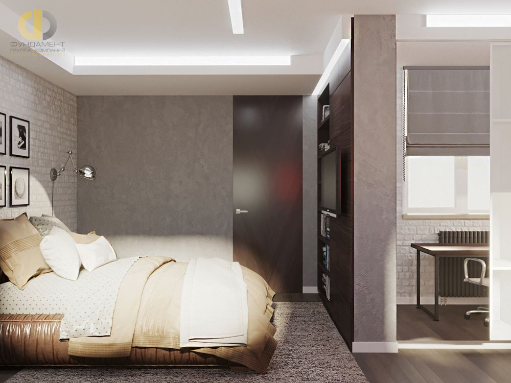 Спальня в стиле дизайна современный по адресу г. Москва, ул. Фабрициуса, д. 22, 2019 года