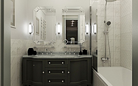 Дизайн интерьера ванной в трёхкомнатной квартире 98 кв.м в стиле современная классика2