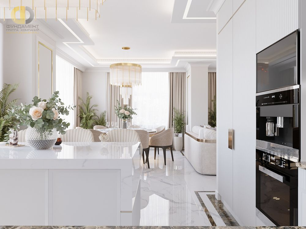 Кухня в стиле дизайна неоклассика по адресу г. Москва, Мичуринский проспект, дом 56, 2021 года