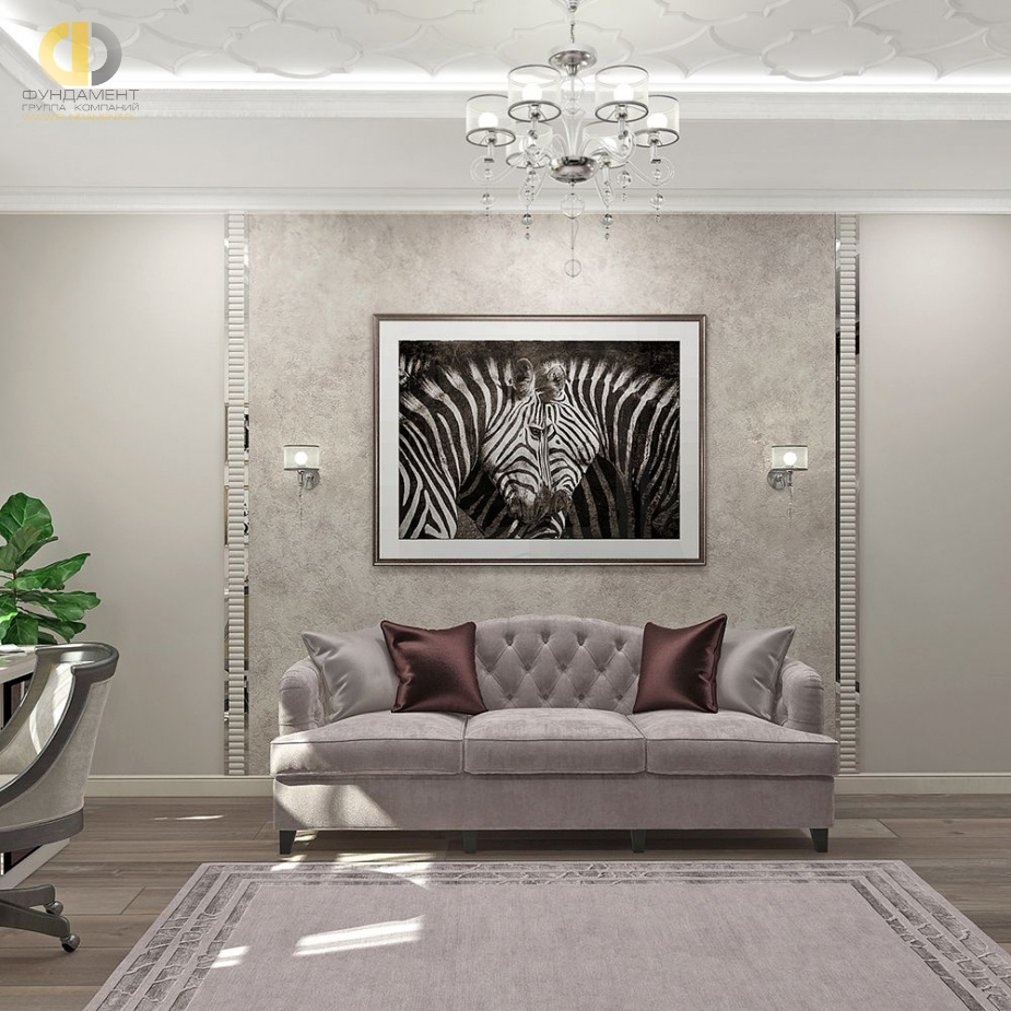 Дизайн интерьера кабинета в четырёхкомнатной квартире 114 кв. м в стиле ар-деко и неоклассика 18