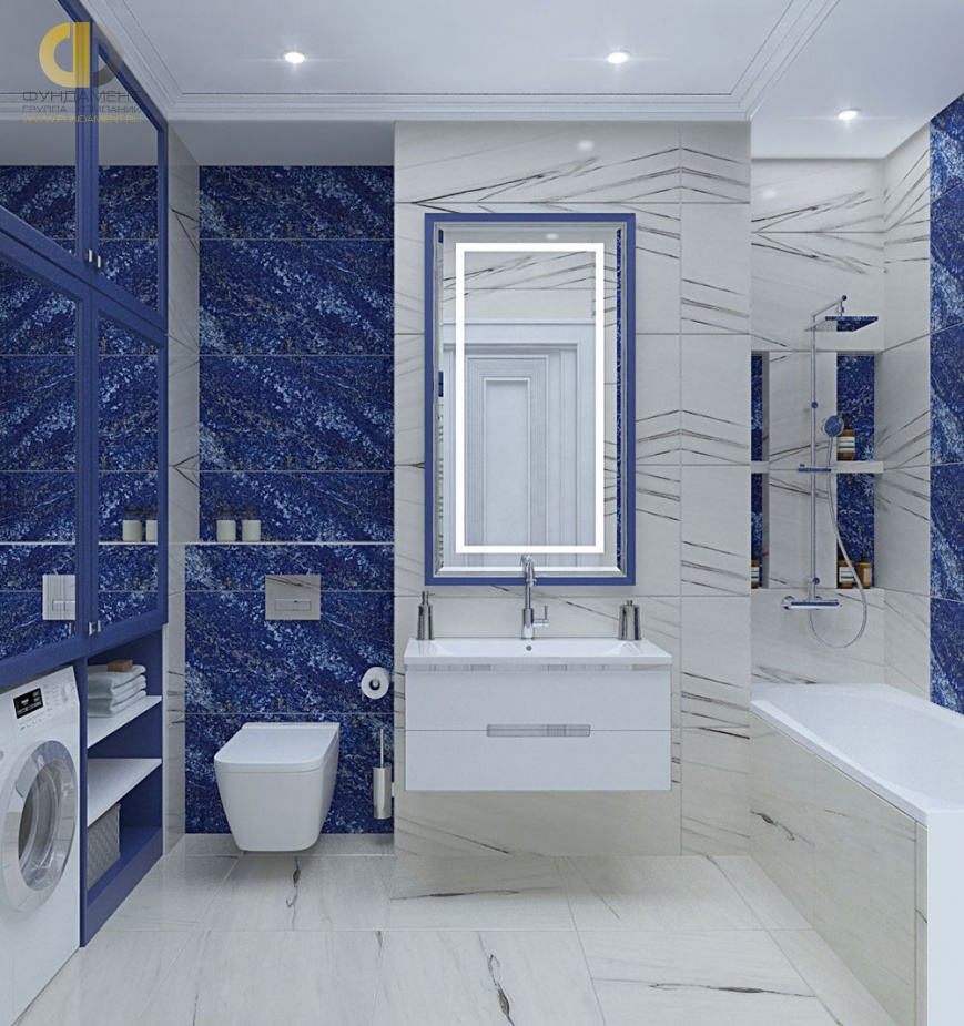 Дизайн интерьера ванной в трёхкомнатной квартире 83 кв. м. в стиле неоклассика 3
