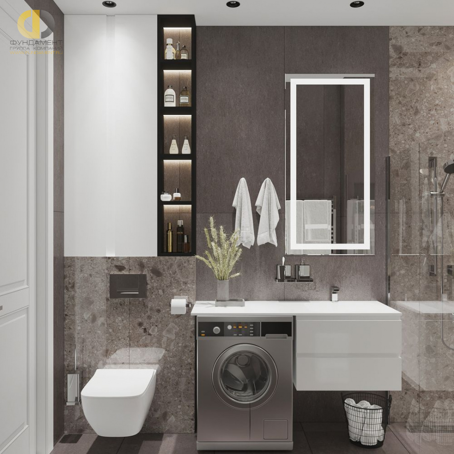 Дизайн интерьера ванной в трёхкомнатной квартире 78 кв.м в стиле ар-деко12