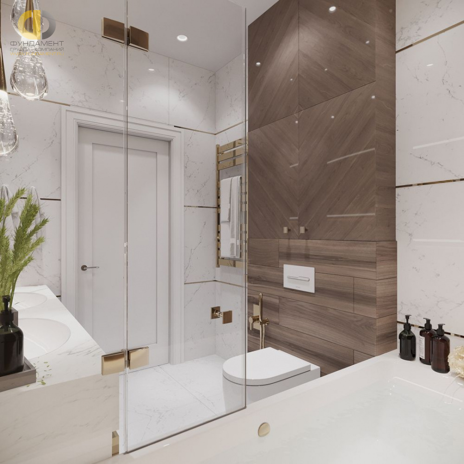 Дизайн интерьера ванной в 6-комнатной квартире 196 кв. м в стиле классика и прованс 16