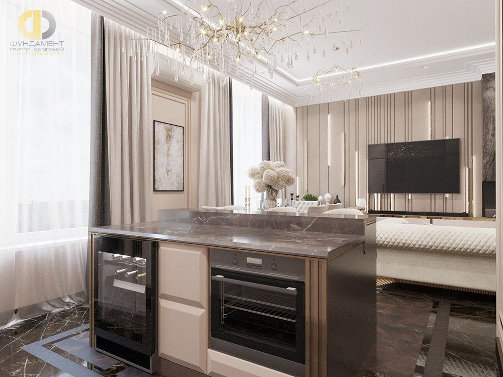 Кухня в стиле дизайна эклектика по адресу г. Москва, проезд Невельского, д. 6 корп. 3, 2020 года