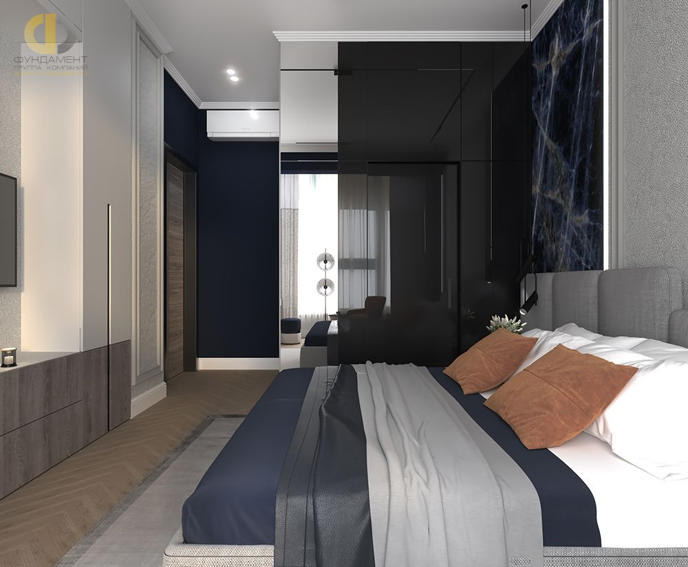 Спальня в стиле дизайна минимализм по адресу г. Москва, улица Большая Почтовая, дом 28, 2021 года