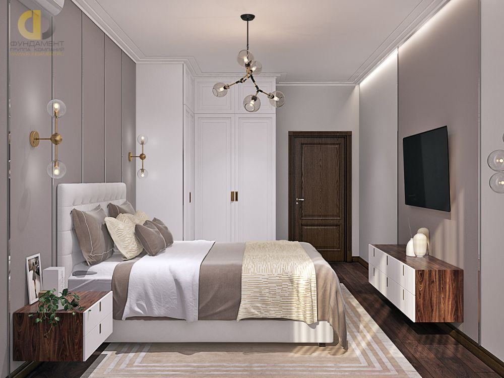 Спальня в стиле дизайна современный по адресу г. Москва, ул. Авиационная, д. 77, 2019 года
