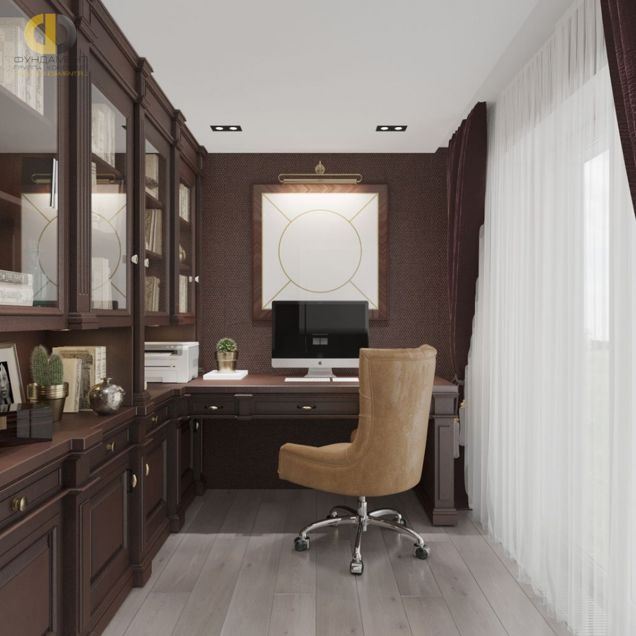 Дизайн интерьера кабинета в доме 171 кв.м в стиле современная классика1