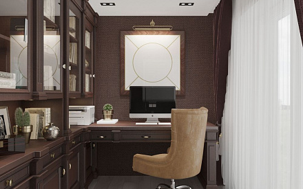 Дизайн интерьера кабинета в доме 171 кв.м в стиле современная классика1