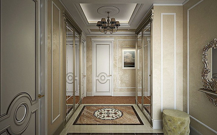 Дизайн коридора в квартире 82 кв. м в классическом стиле