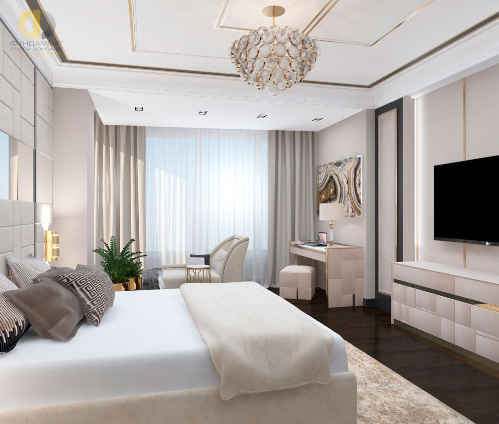 Спальня в стиле дизайна современный по адресу г. Москва ул. Минская, д. 2, 2018 года