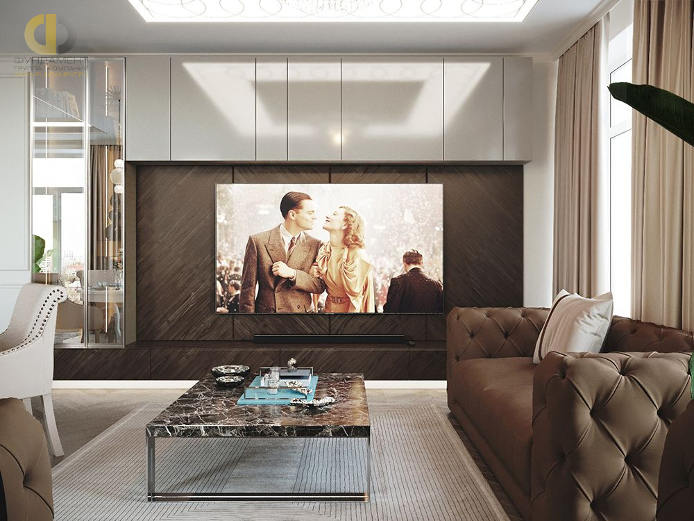 Дизайн интерьера гостиной в четырёхкомнатной квартире 124 кв.м в стиле неоклассика с элементами ар-деко15