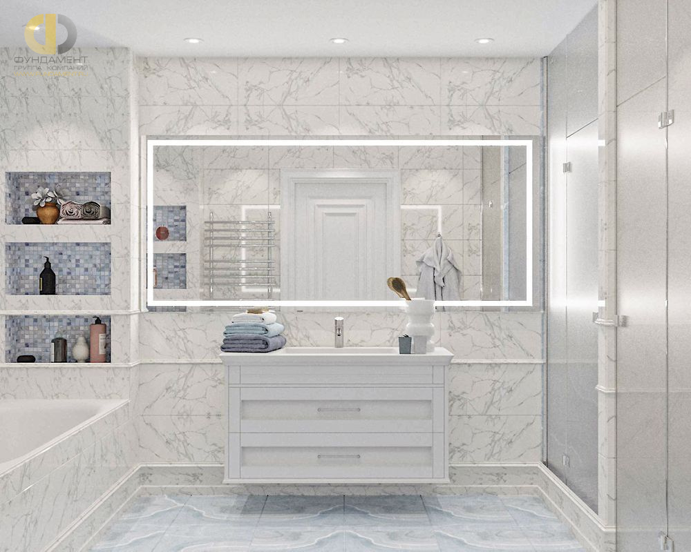 Дизайн интерьера ванной в двухкомнатной квартире 100 кв.м в стиле ар-деко10