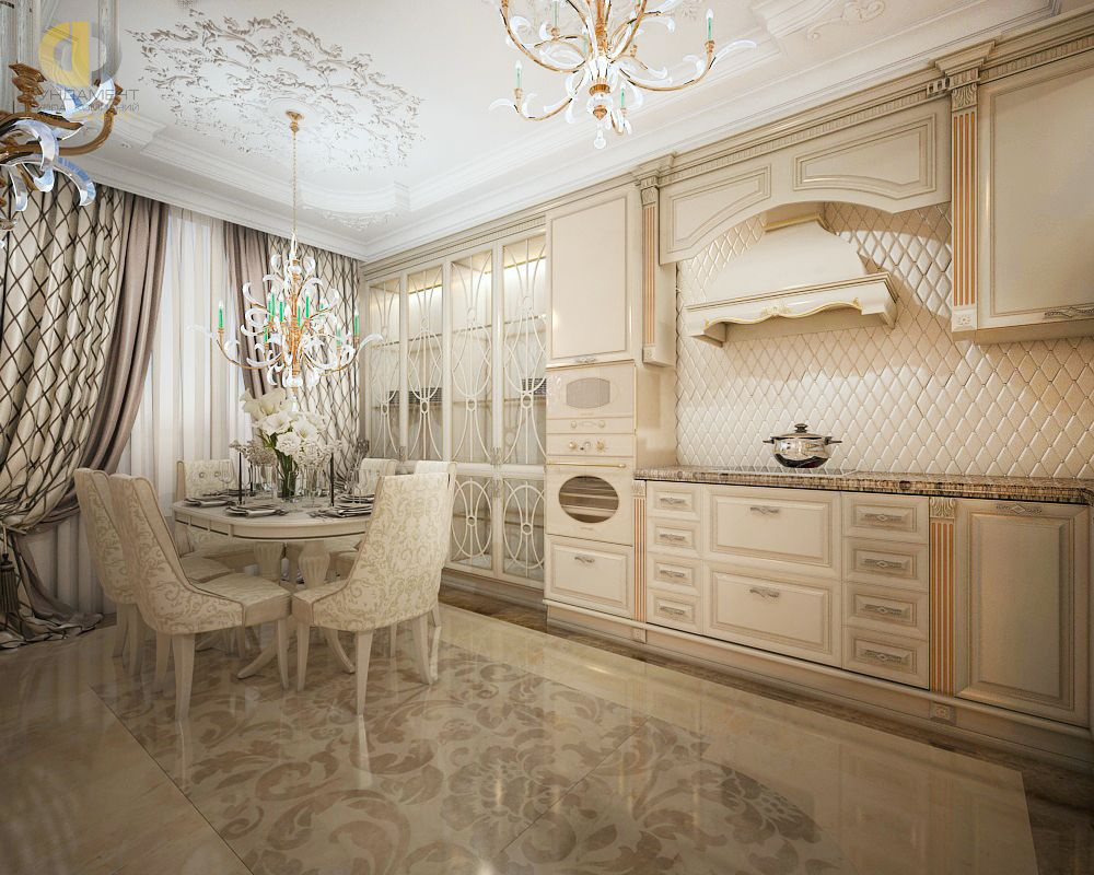 Дизайн интерьера кухни в двухкомнатной квартире 80 кв.м в классическом стиле6