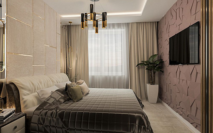 Дизайн интерьера спальни в пятикомнатной квартире 108 кв. м в современном стиле 9