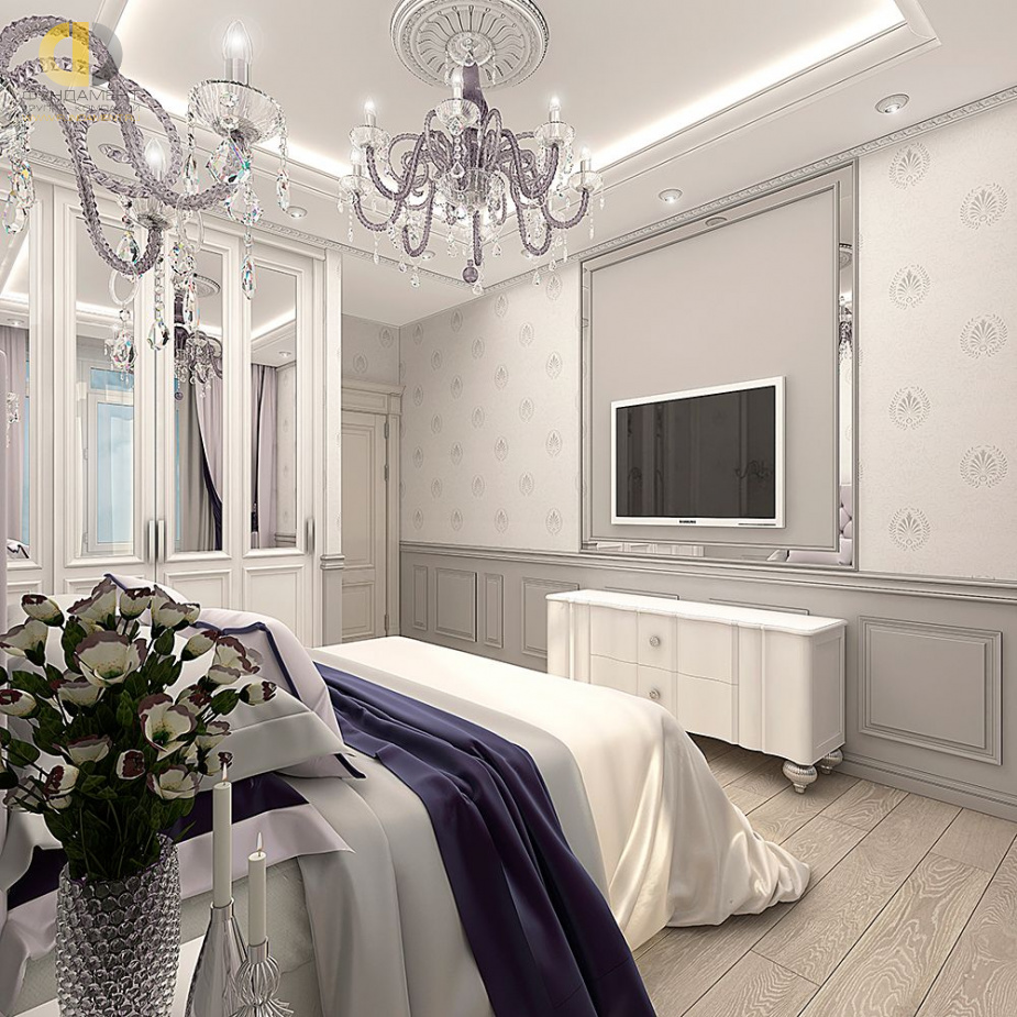 Дизайн интерьера спальни в трехкомнатной квартире 87 кв.м в классическом стиле