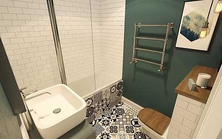Дизайн интерьера ванной в 5-комнатной квартире 123 кв.м в скандинавском стиле