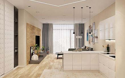 Дизайн интерьера кухни в трёхкомнатной квартире 135 кв.м в современном стиле33