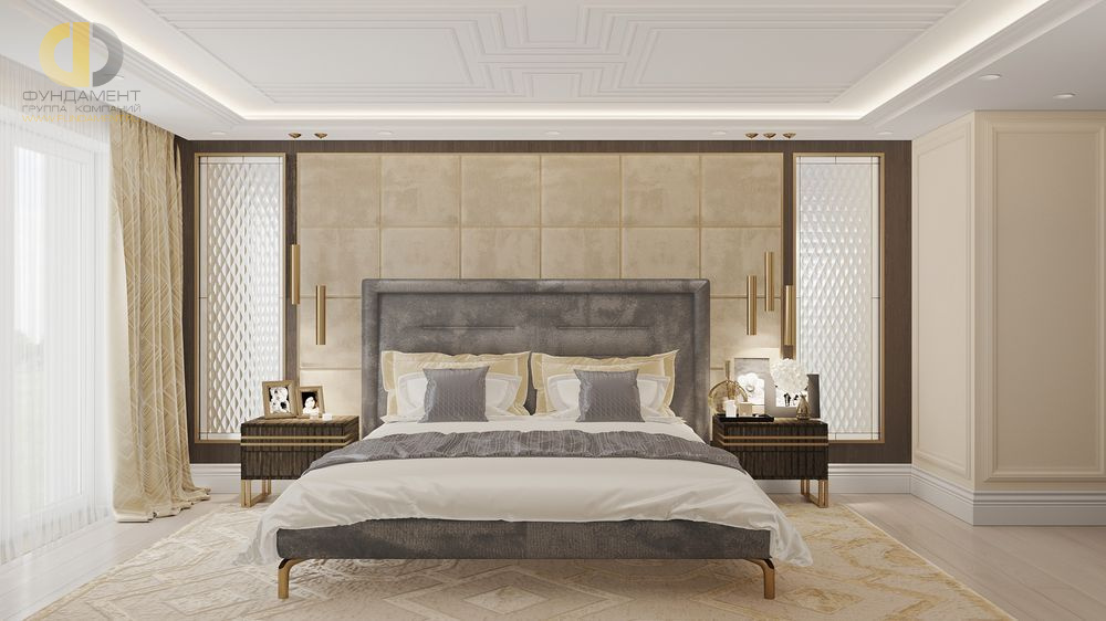 Дизайн интерьера спальни в доме 171 кв.м в стиле современная классика27