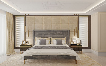 Дизайн интерьера спальни в доме 171 кв.м в стиле современная классика27
