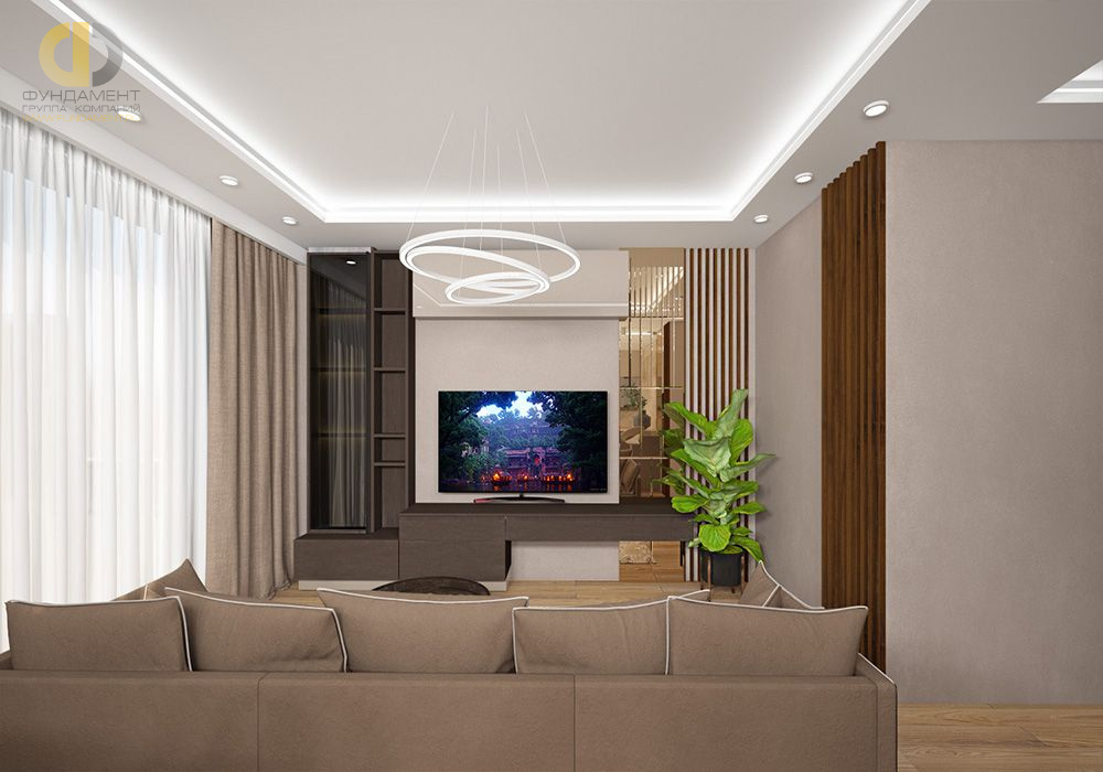Дизайн интерьера гостиной в трёхкомнатной квартире 95 кв.м в современном стиле3