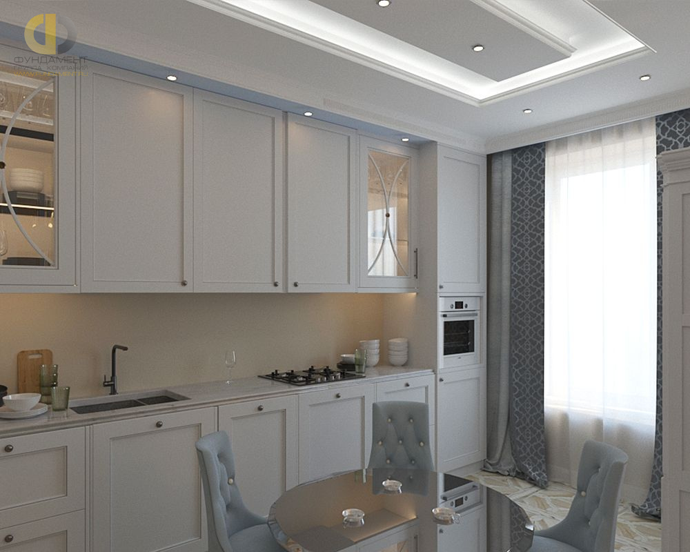 Дизайн интерьера кухни в четырёхкомнатной квартире 117 кв.м в стиле неоклассика8