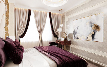Дизайн интерьера спальни в четырёхкомнатной квартире 114 кв. м в стиле ар-деко и неоклассика 16