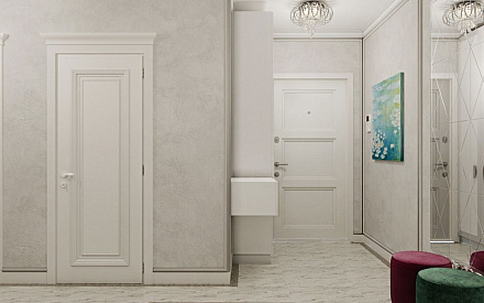 Дизайн интерьера коридора в двухкомнатной квартире 81 кв.м в стиле неоклассика с элементами ар-деко4