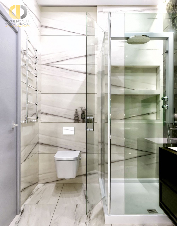 Дизайн интерьера ванной в четырёхкомнатной квартире 131 кв. м в современном стиле 11