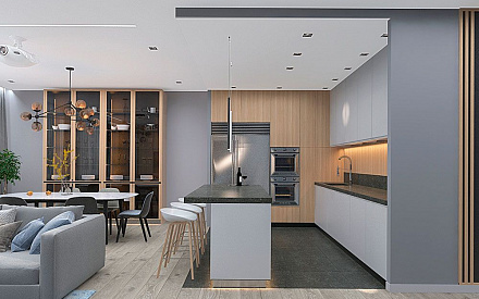 Дизайн интерьера кухни в трёхкомнатной квартире 123 кв.м в современном стиле14