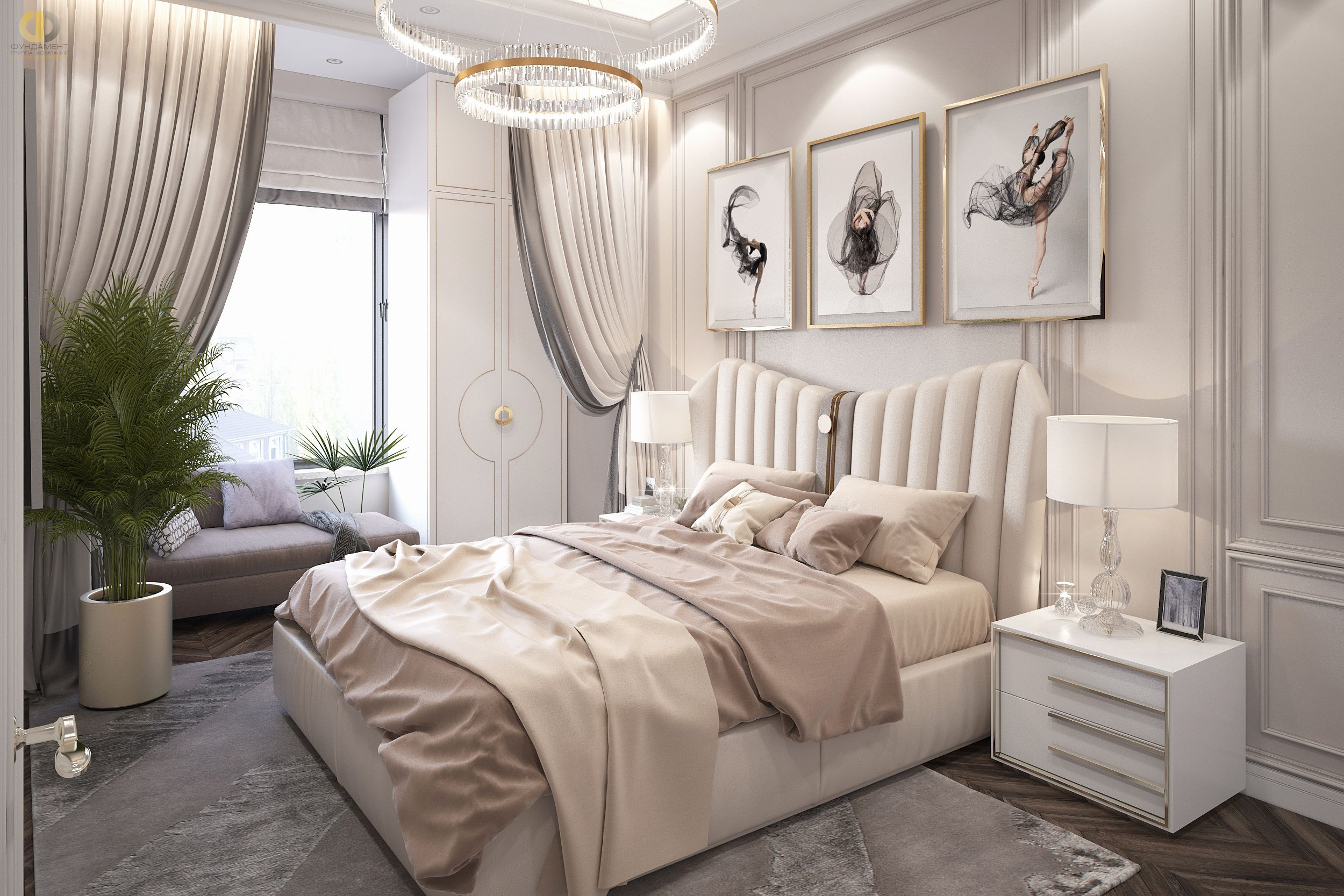 Спальня в стиле дизайна арт-деко (ар-деко) по адресу г. Москва, проезд Невельского, дом 3к1, 2021 года