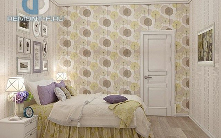 Интерьер спальни в двухкомнатной квартире 47 кв. м в стиле прованс в Одинцово