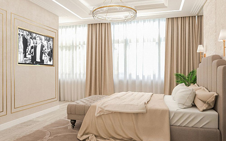 Дизайн интерьера спальни в четырёхкомнатной квартире 131 кв.м в стиле неоклассика11