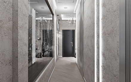 Дизайн интерьера коридора в четырёхкомнатной квартире 122 кв.м в стиле ар-деко