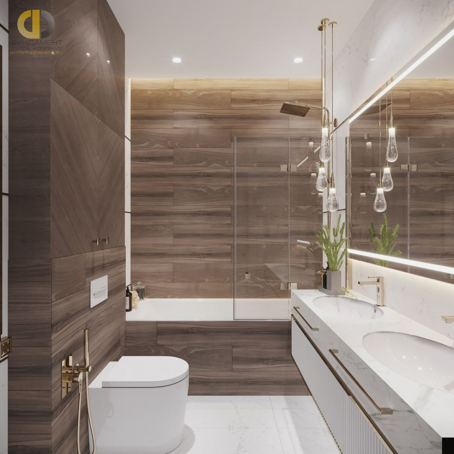 Дизайн интерьера ванной в 6-комнатной квартире 196 кв. м в стиле классика и прованс 17