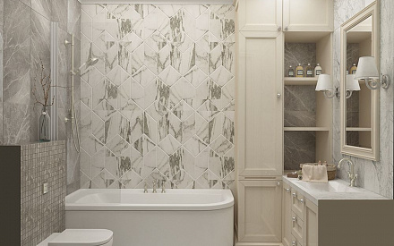 Дизайн интерьера ванной в 4-комнатной квартире 175 кв.м в стиле неоклассика