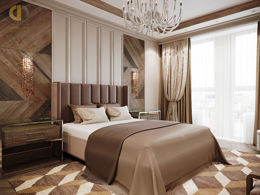 Спальня в стиле дизайна арт-деко (ар-деко) по адресу г. Москва, Павелецкая набережная, д. 8, 2019 года