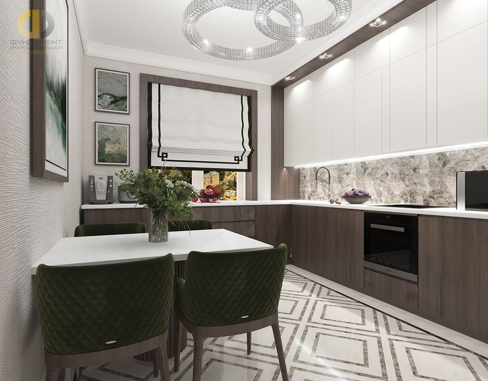 Кухня в стиле дизайна неоклассика по адресу г. Москва, Измайловский проезд, дом 10к. 4, 2021 года