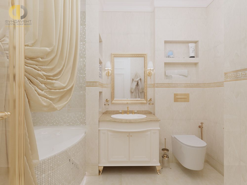 Дизайн интерьера ванной в трёхкомнатной квартире 85 кв.м в стиле неоклассика1