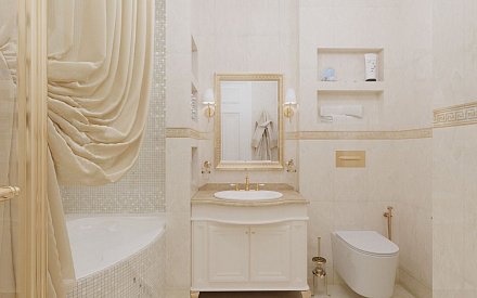 Дизайн интерьера ванной в трёхкомнатной квартире 85 кв.м в стиле неоклассика1