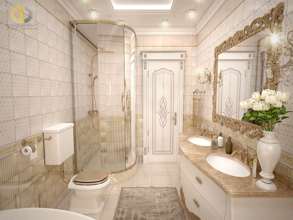 Ванная в стиле дизайна классицизм по адресу г. Москва, ул. Нагорная д. 5, к. 4, 2018 года