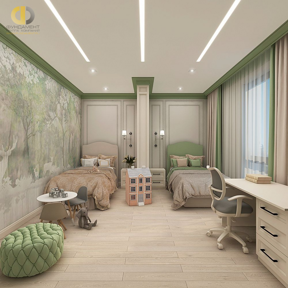 Дизайн интерьера детской в трёхкомнатной квартире 107 кв.м в стиле неоклассика3
