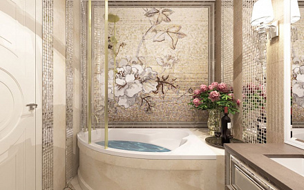 Дизайн интерьера ванной в двухуровневой квартире 118 кв.м в стиле неоклассика с элементами ар-деко 22