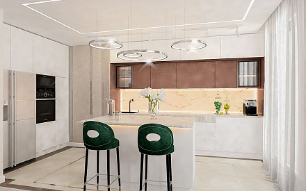 Дизайн интерьера кухни в пятикомнатной квартире 108 кв. м в современном стиле 4