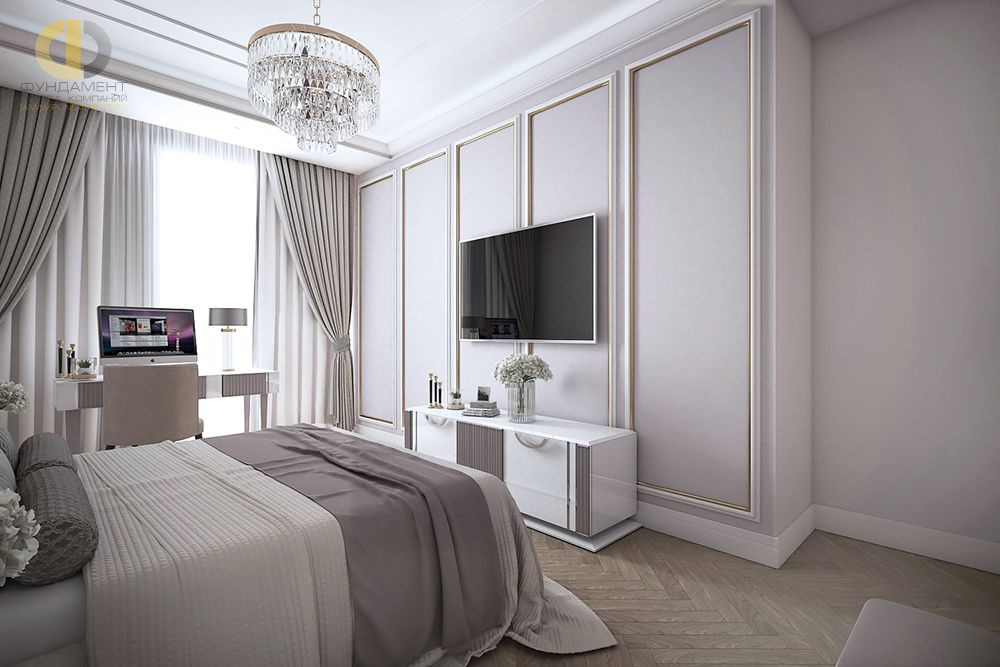 Спальня в стиле дизайна неоклассика по адресу ул. Вавилова, 4, 2020 года
