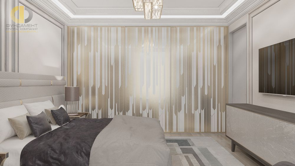 Спальня в стиле дизайна арт-деко (ар-деко) по адресу г. Москва, ул. Сергея Макеева, д. 9, 2019 года