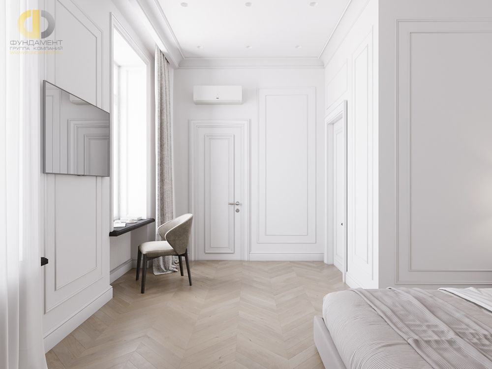 Спальня в стиле дизайна минимализм по адресу г. Москва, улица Малая Бронная, дом 22, 2021 года