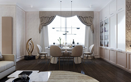 Дизайн интерьера гостиной в трёхкомнатной квартире 102 кв.м в стиле современная классика5