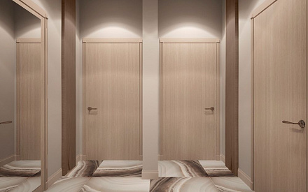 Дизайн интерьера коридора в трёхкомнатной квартире 70 кв.м в современном стиле3